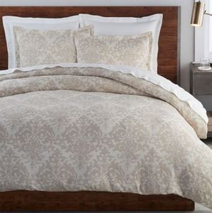 Pottery Barn Neutral Jacquard Duvet & Shams -King